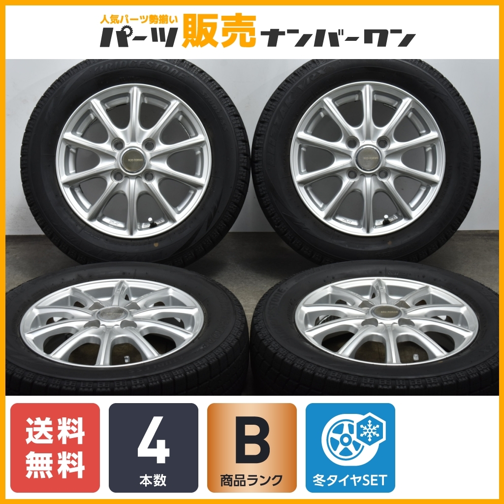 【軽自動車サイズ】エコフォルム 13in 4.00B +42 PCD100 ブリヂストン ブリザック VRX 155/65R13 ザッツ ゼスト モコ ワゴンR ミラ ムーヴ_画像1