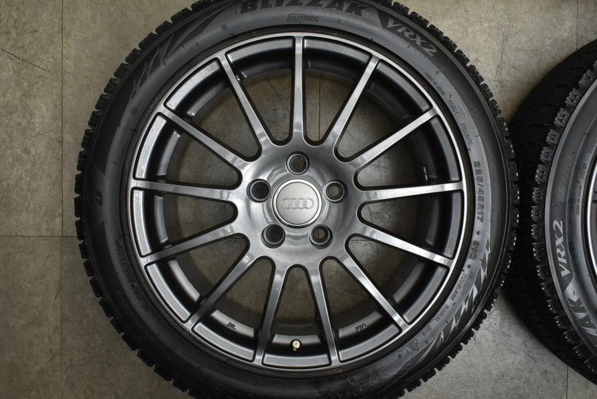 【バリ溝】WEDS IRVINE F01 17in 7J +49 PCD112 ブリヂストン ブリザック VRX2 225/45R17 アウディ A3 VW ゴルフ ジェッタ パサートの画像3