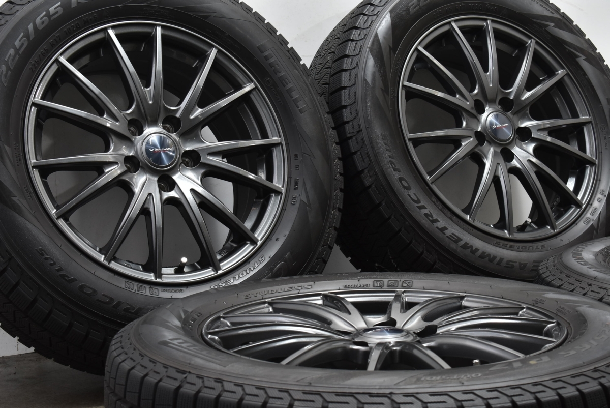 【バリ溝 美品】Weds VELVA 17in 7J +47 PCD114.3 ピレリ アイスアシンメトリコプラス 225/65R17 CX-8 CX-5 レガシィアウトバック_画像2