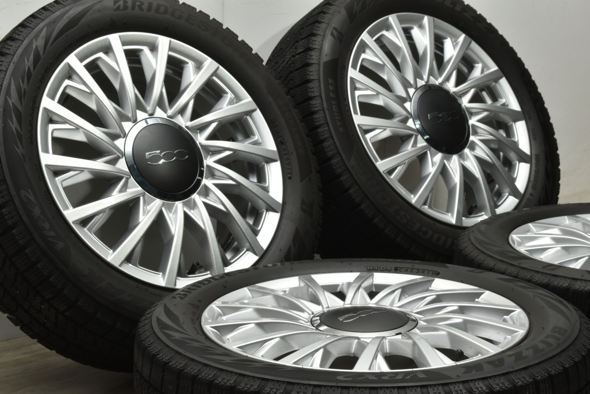 【美品】フィアット 500 純正 15in 6J +35 PCD98 ブリヂストン ブリザック VRX2 185/55R15 品番:52009577 500C 流用 スタッドレス 即納可の画像2