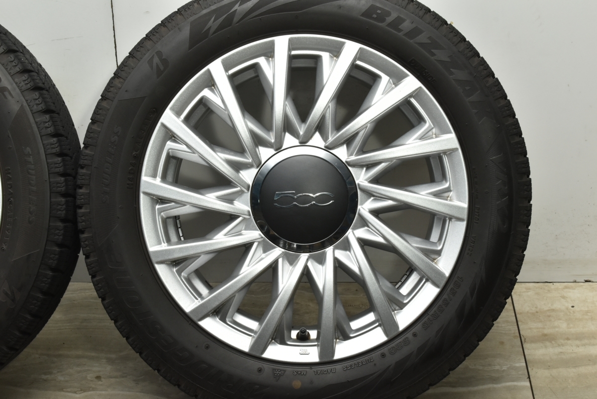 【美品】フィアット 500 純正 15in 6J +35 PCD98 ブリヂストン ブリザック VRX2 185/55R15 品番:52009577 500C 流用 スタッドレス 即納可の画像6