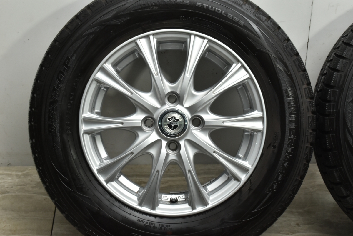 【バリ溝 美品】ジョーカー 14in 5.5J +50 PCD100 ダンロップ ウィンターマックス WM01 185/70R14 フィールダー ヤリス ノート フィット_画像5