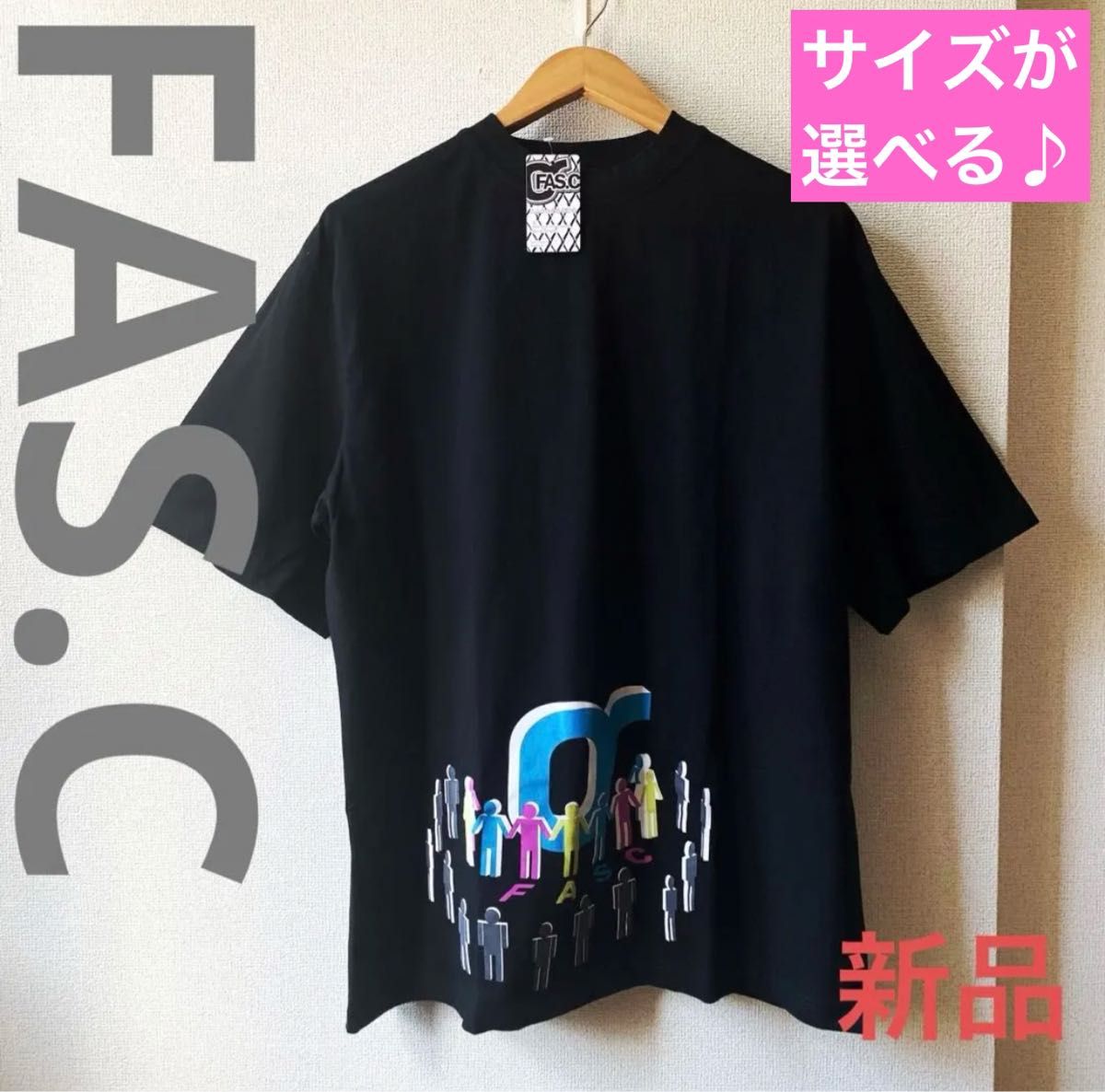 ◆新品◆FAS.C ファスク　メンズ　デザインTシャツ　ブラック