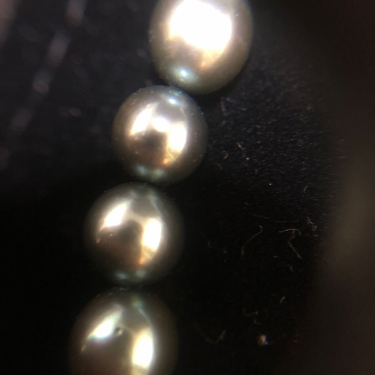 ネックレス アコヤ黒真珠 パールネックレス 7.5〜8mm クラスプSILVER 宝石鑑別書付 お数珠付 全長約44cm 総重量38g_画像8