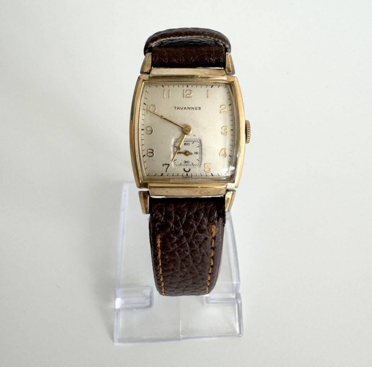 3681 ☆ 1円スタート ☆ TAVANNES WATCH CO タバン 手巻き スモセコ 腕時計 スイス製 稼動中 現状渡し_画像1