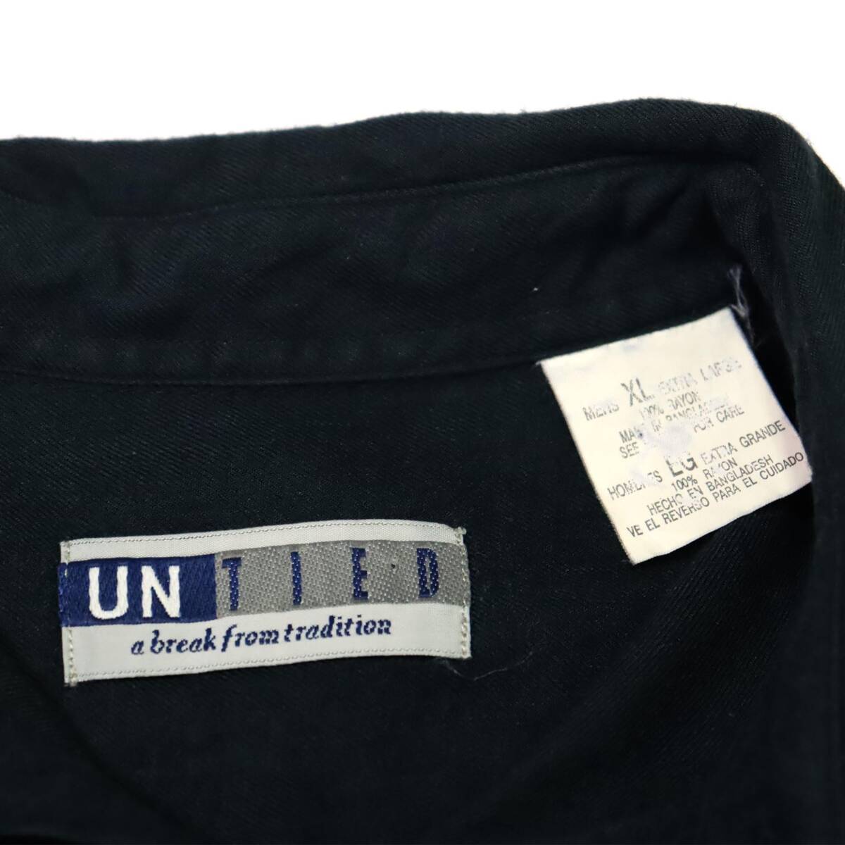 [XL] 90s United レーヨン シャツ ブラック 黒 ビッグシルエット 長袖 無地 ビンテージ vintage 80s 70s 60s_画像3