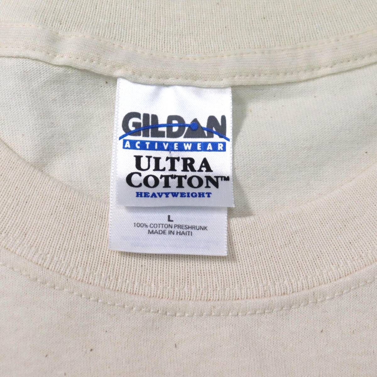 [L] DEADSTOCK 00s GILDAN Ultra Cotton ポケット Tシャツ ライト ベージュ ネップ ギルダン 無地 ビンテージ vintage 90s _画像5