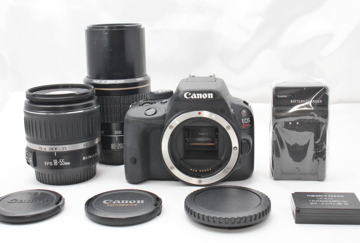 *[ ограничение! прекрасный товар однообъективный зеркальный запуск комплект ] Canon EOS Kiss X7 * EF-S18-55mm II USM EF80-200mm USM