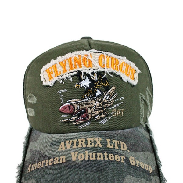アヴィレックス AVIREX FLYING ダメージ メッシュキャップ カーキ 帽子 野球帽 ミリタリー キャップ 新作 メンズ(0)の画像4