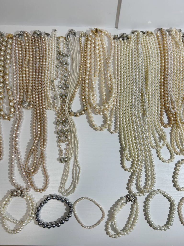 パール 真珠 ネックレス ブレスレット silver刻印入り含 アクセサリー 約48点 まとめセットの画像3