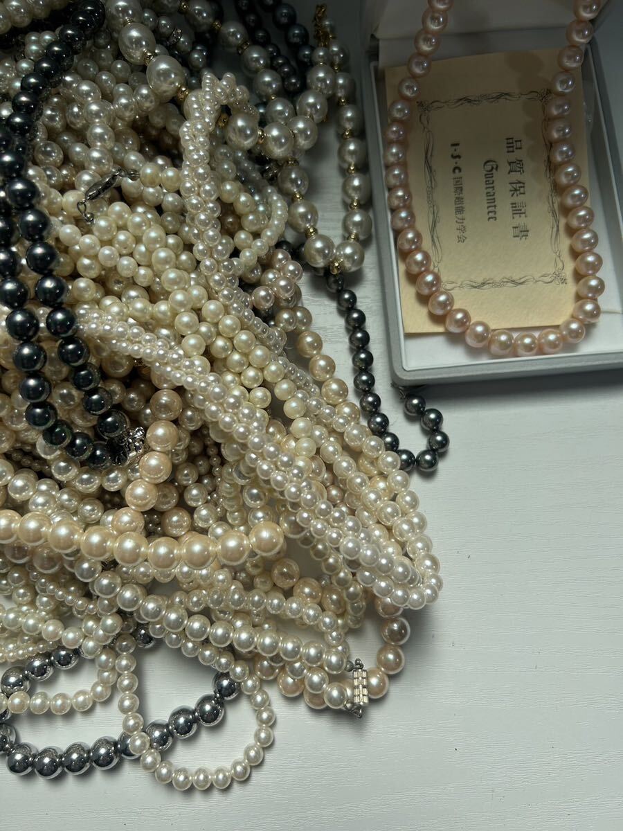 1円 大量 約2.3キロ パール 真珠 シルバー刻印 ネックレス ブレスレット まとめの画像3