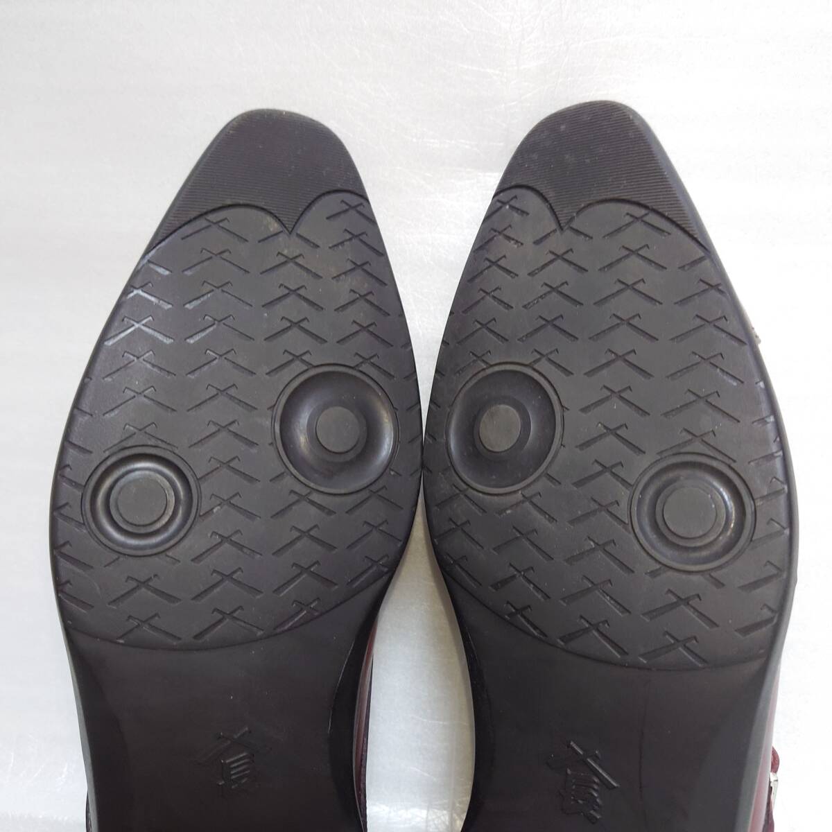 【新品同様】三陽山長 【新四/SHINSHI】革靴(ダブルモンクストラップ ) サイズ:25.5cm 色：ワイン_画像9