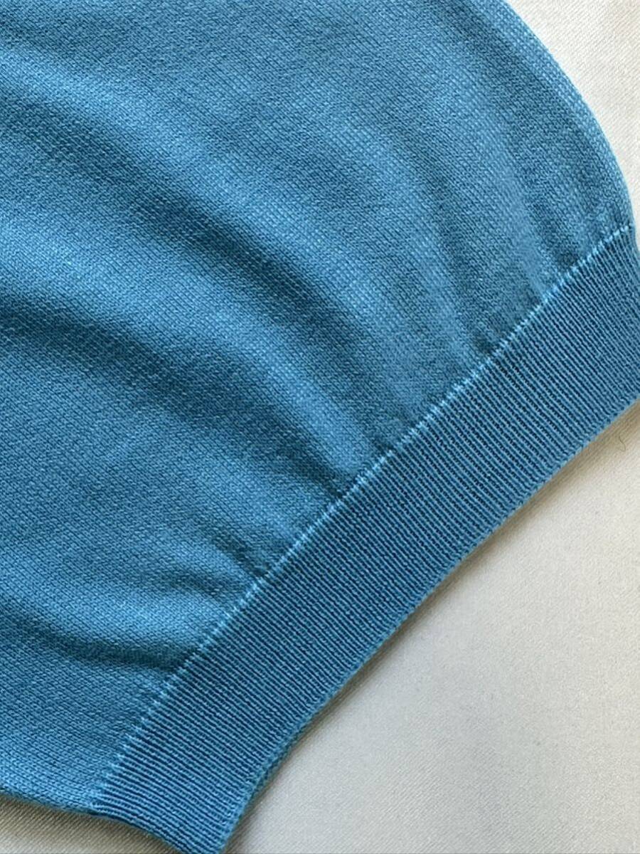 【美品クリーニング済】CRUCIANI クルチアーニ　イタリア製　コットンニットポロシャツ　ターコイズブルー　50 L リデア正規品_画像4