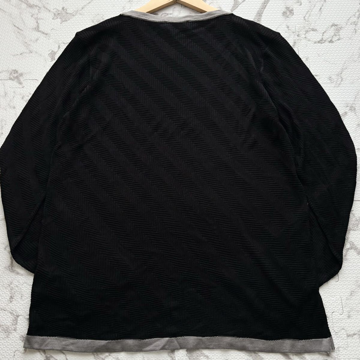  ultimate beautiful goods /54(XL rank )* Emporio Armani EMPORIO ARMANI high class silk summer knitted sweater crew neck thin black black men's spring summer 