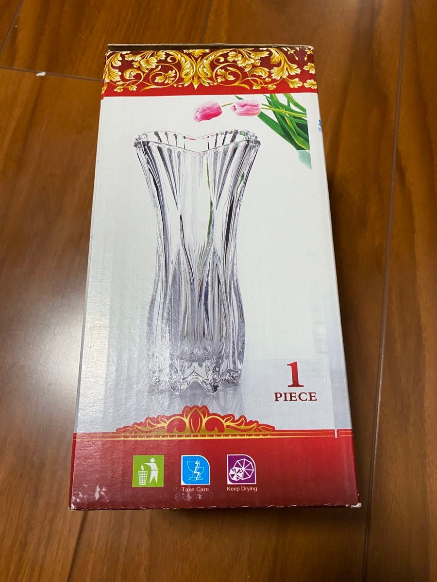 【未使用品　松野ホビーガラス花瓶　プリーツスリムベースs 【サイズ：H19.5×φ9.5cm】