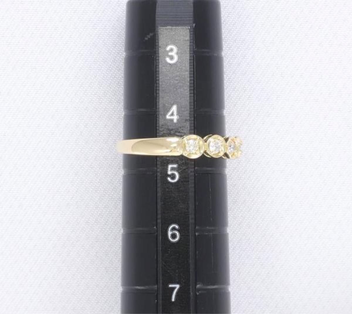  リング K18 18金 YG イエローゴールド 指輪 4.5号 ダイヤ 0.21 総重量約1.2g ピンキーリング