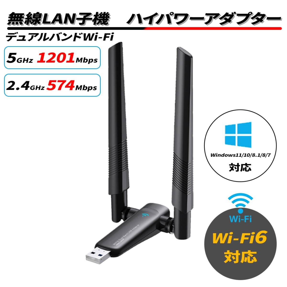 デュアルバンド　WIFI子機　wifi6　2.4G+5.8G　PIK-LINK AX1800_画像1