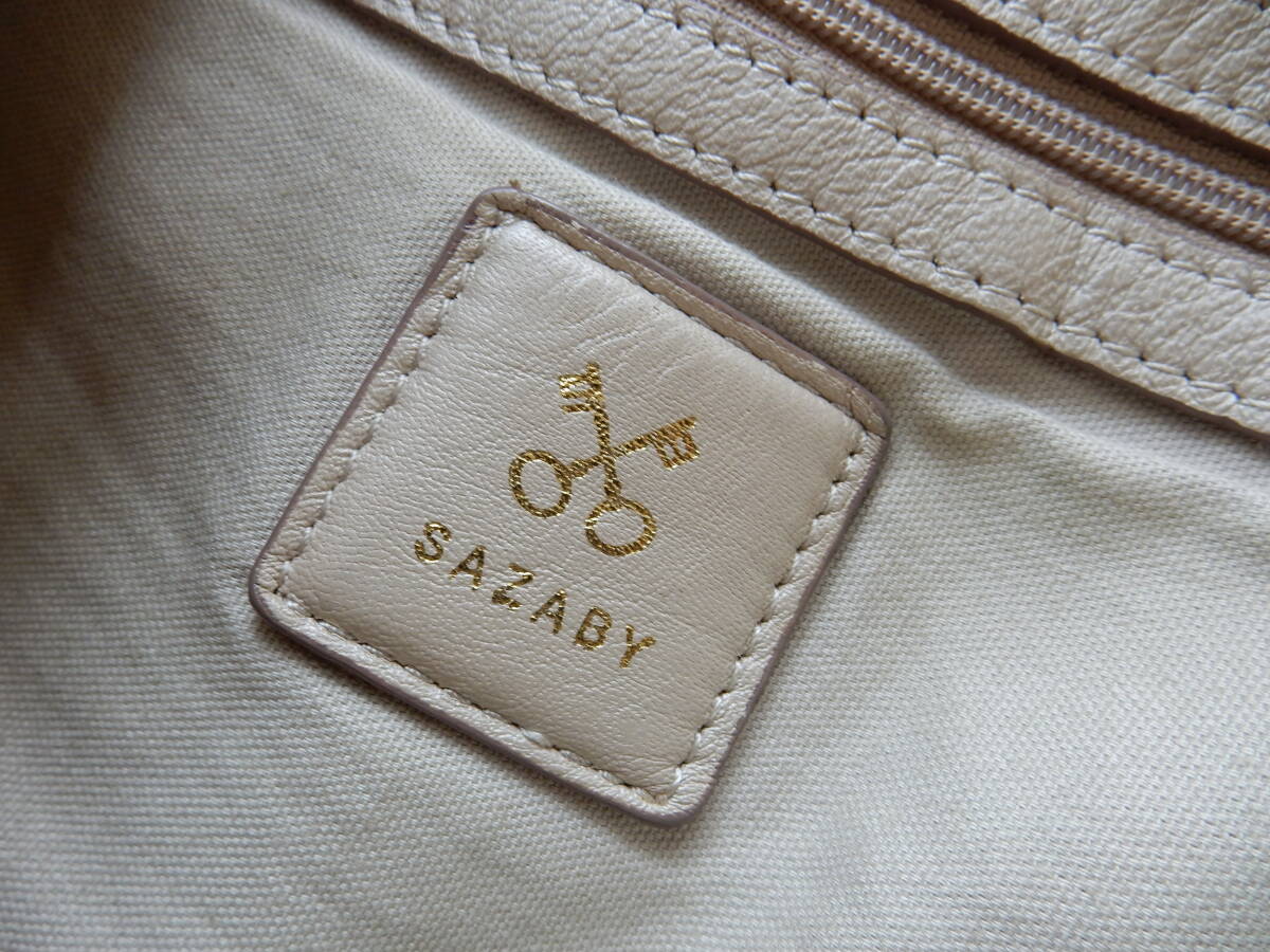  original leather *SAZABY( Sazaby )*A4 correspondence *ta with a self-starter * leather handbag beige ( metal fittings mat Gold )