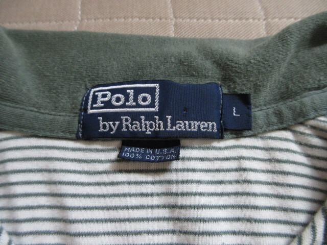 USA производства Vintage 90S POLO RALPH LAUREN окантовка рубашка-поло VINTAGE б/у одежда American Casual Ralph Lauren OLD BIG POLO большой Polo 92