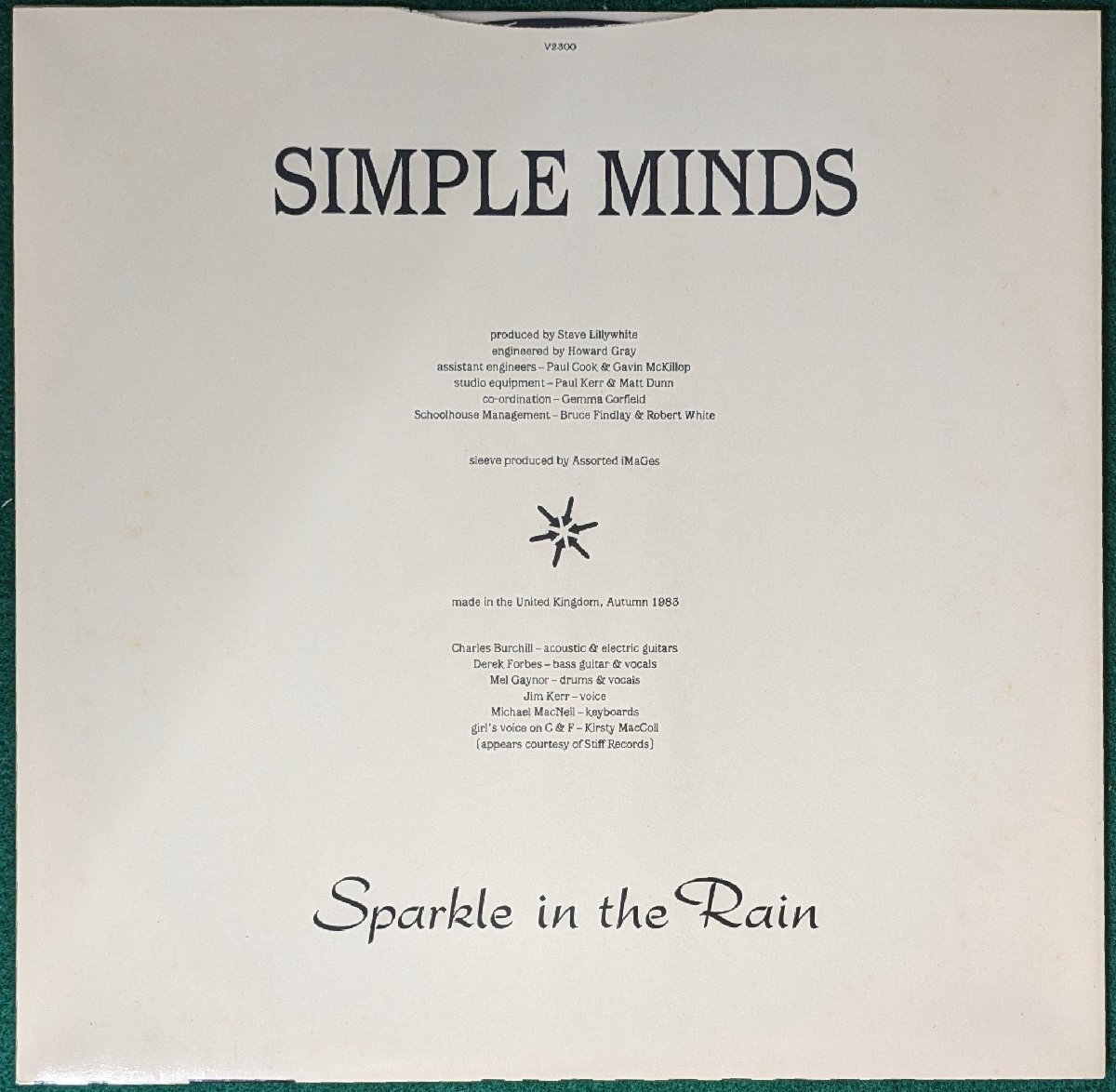 英盤★中古LP「SPARKLE IN THE RAIN / スパークル・イン・ザ・レイン」SIMPLE MINDS / シンプル・マインヅの画像3