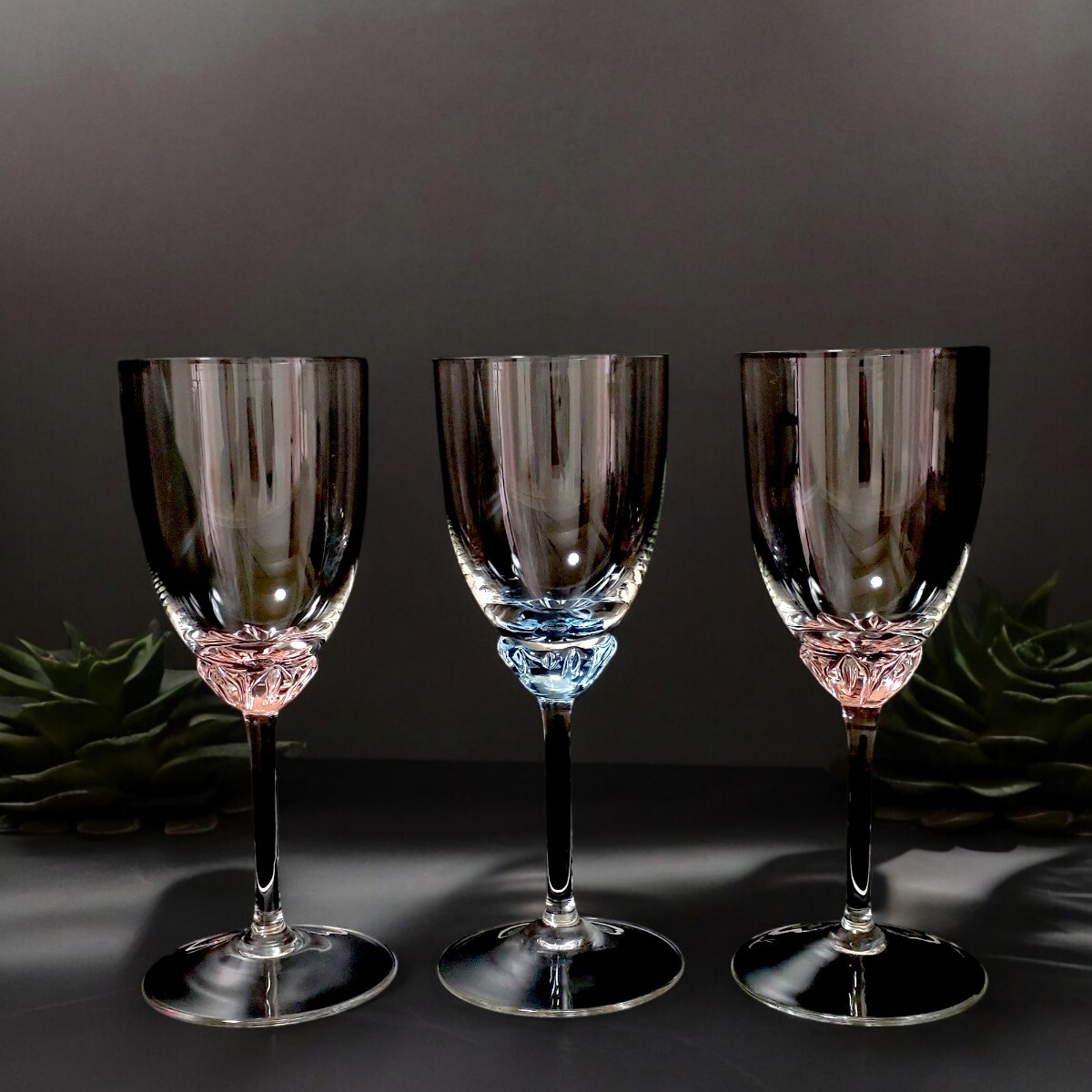 【未使用】ボヘミアグラス ワイングラス 3客セット クリスタル ボヘミアングラスの画像1