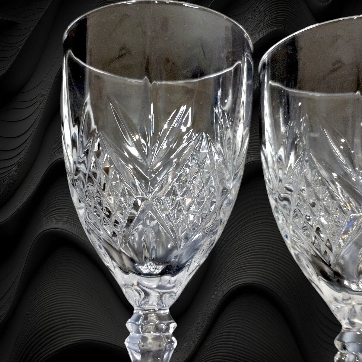 アンティークワイングラス 2客 ペアグラス ヴィンテージ ペアワイングラス クリスタルガラスの画像7