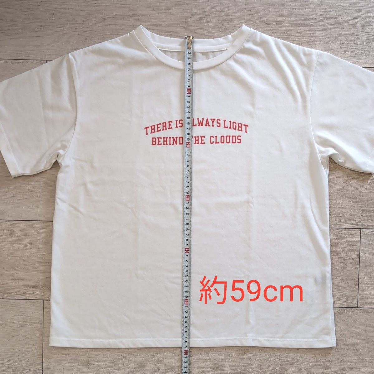 レディース 半袖Tシャツ 白 ホワイト　Lサイズ　赤ロゴ トップス　カットソー　シンプル　可愛い　レッド TEE　韓国ファッション