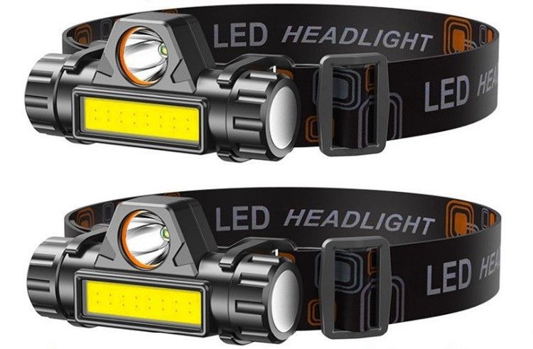 LED ヘッドライト USB充電式  2個 高輝度 スポットライト広角切替 磁石 防災 防水 アウトドア レジャー キャンプ 登山