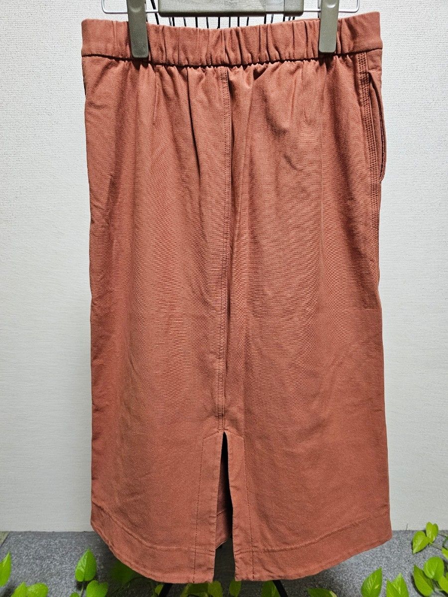 ユニクロ　デニムジャージースカート（丈標準73.5～77.5㎝）サイズXL オレンジ ロングスカート