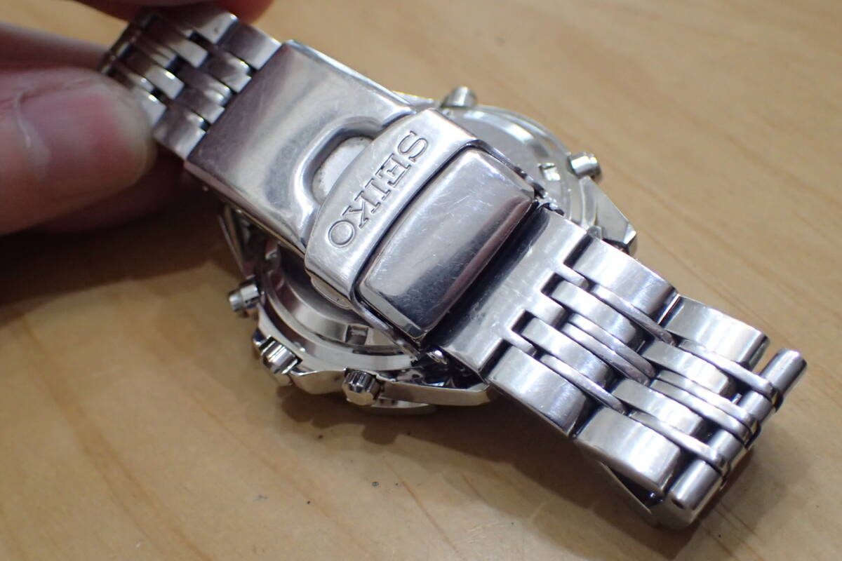 SEIKO/セイコー アラーム クロノグラフ ◆7T32-7G50 ブラック文字盤/純正ブレス付き メンズ腕時計の画像10