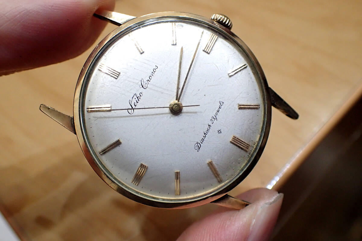 Seiko/セイコー クロノス ◆ 23石 SD文字盤/金製インデックス 手巻きアンティークメンズ腕時計の画像1