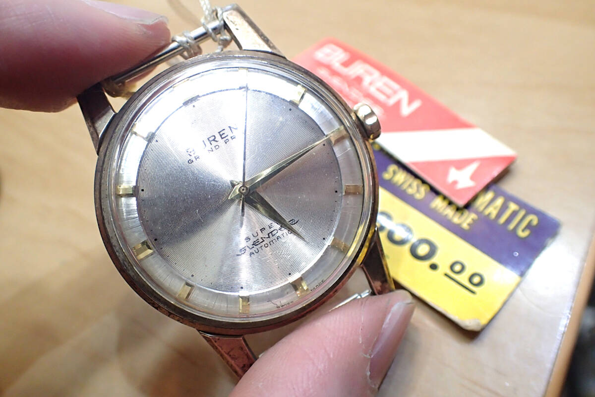 タグ付き/長期保管 ◆ BUREN/ビューレン グランプリ SUPER SLENDER/スーパースレンダー ◆ 自動巻き/放射文字盤 メンズ腕時計の画像1
