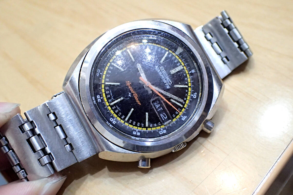 希少 セイコー/SEIKO 5スポーツ スピードタイマー ◆ 7017-6030 自動巻き腕時計_画像1