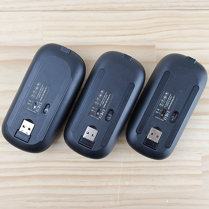 ワイヤレスマウス 3個セット USBレシーバー Bluetooth パソコン コンパクト 薄型 軽量 静音設計 充電式 携帯に便利 USB ブラックの画像2