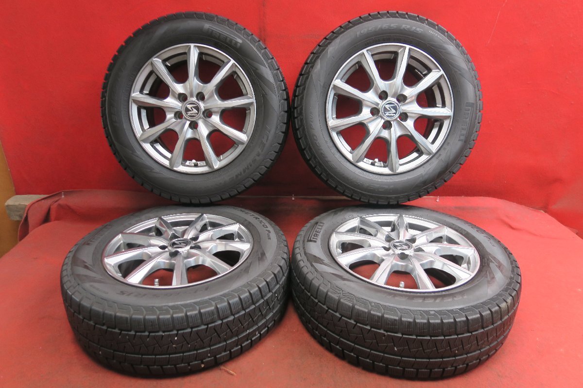 [YS358] 4 Стигальная* Стратегия 15 × 6J 5 отверстия PCD 100 +44 195/65R15 Pirelli Ice Atimmetrico плюс 2020 Бесплатная доставка Prius и т. Д.