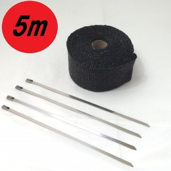  bike car muffler guard black 50mm×5m heat-resisting tape glass fibre cloth american dragster SR Virago Steed 