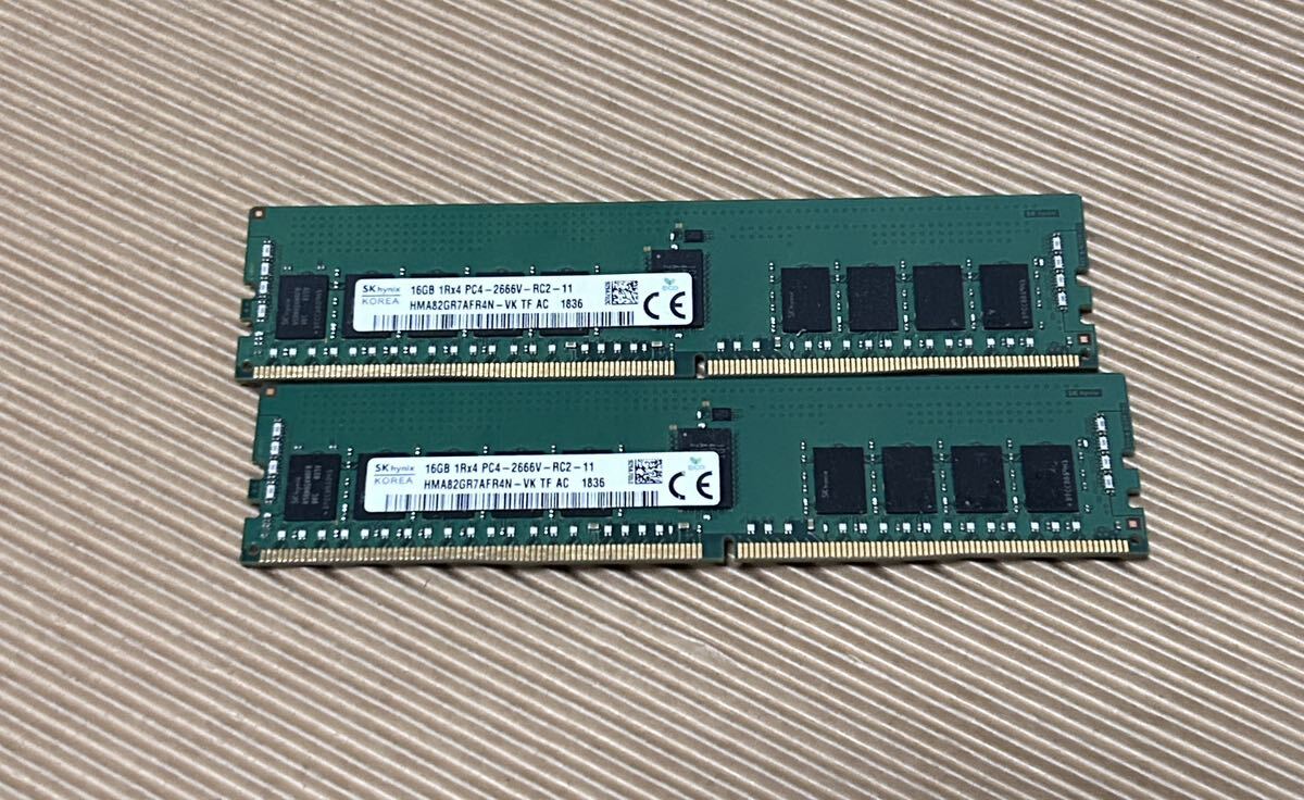 メモリー16GB 2枚　32GB 1xR4 2666V PC4 DDR4 サーバー SKhynix_画像2