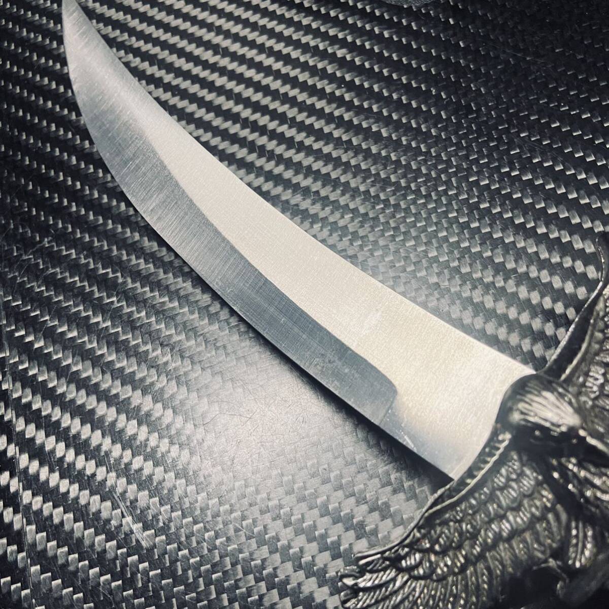 刃厚3mm 315g重量感 工芸ナイフ 刃無し 鋼製 シースナイフ 短刀 刃長さ16cm シース付き_画像5