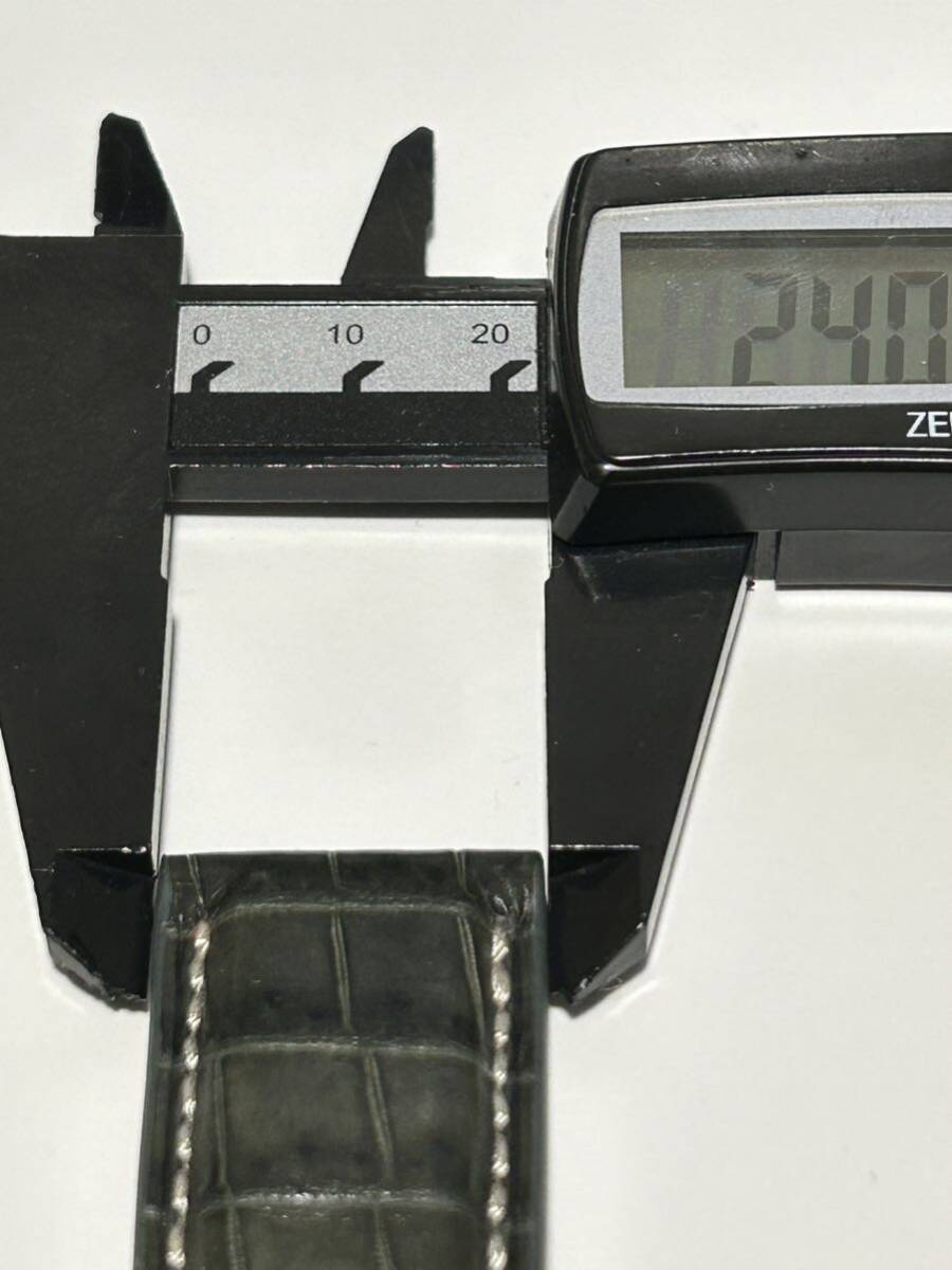 manifattura マニファトーレ ベルト 24mm-22mm 時計用ベルト ベルト 革ベルト レザー クロコ グレー カラー パネライ対応 ルミノール 互換の画像4