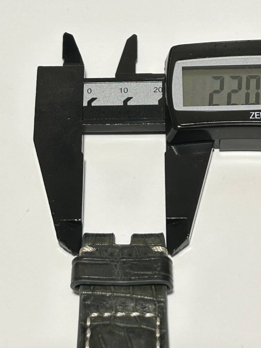 manifattura マニファトーレ ベルト 24mm-22mm 時計用ベルト ベルト 革ベルト レザー クロコ グレー カラー パネライ対応 ルミノール 互換の画像5