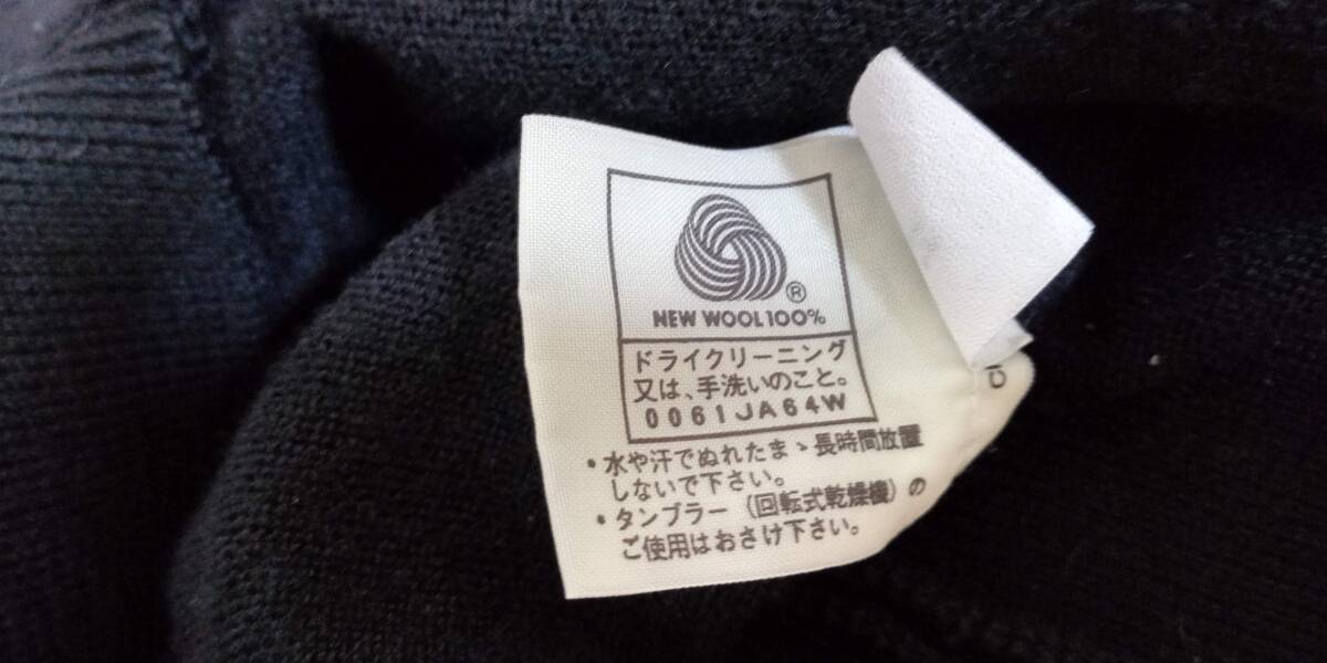 古着☆ Munsingwear 長袖ポロシャツ ウール メンズ Mサイズ 黒 マンシングウェアの画像4