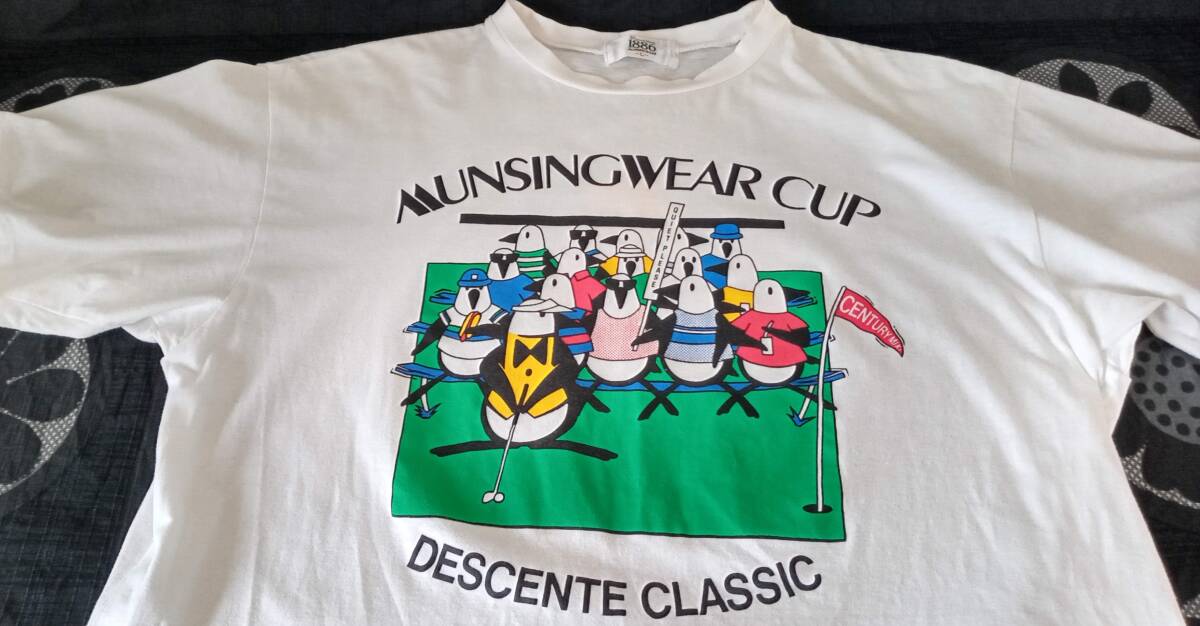  old clothes T-shirt Munsingwear white men's L size made in Japan dirt have Grand Slam 1886 [ Munsingwear wear ]