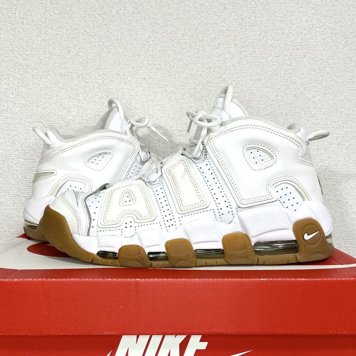 海外限定 美品 ナイキ エアモアアップテンポ モアテン ホワイトガム 25.5cm NIKE AIR MOREUPTEMPO 414962-103 エアマックス ジョーダンの画像5