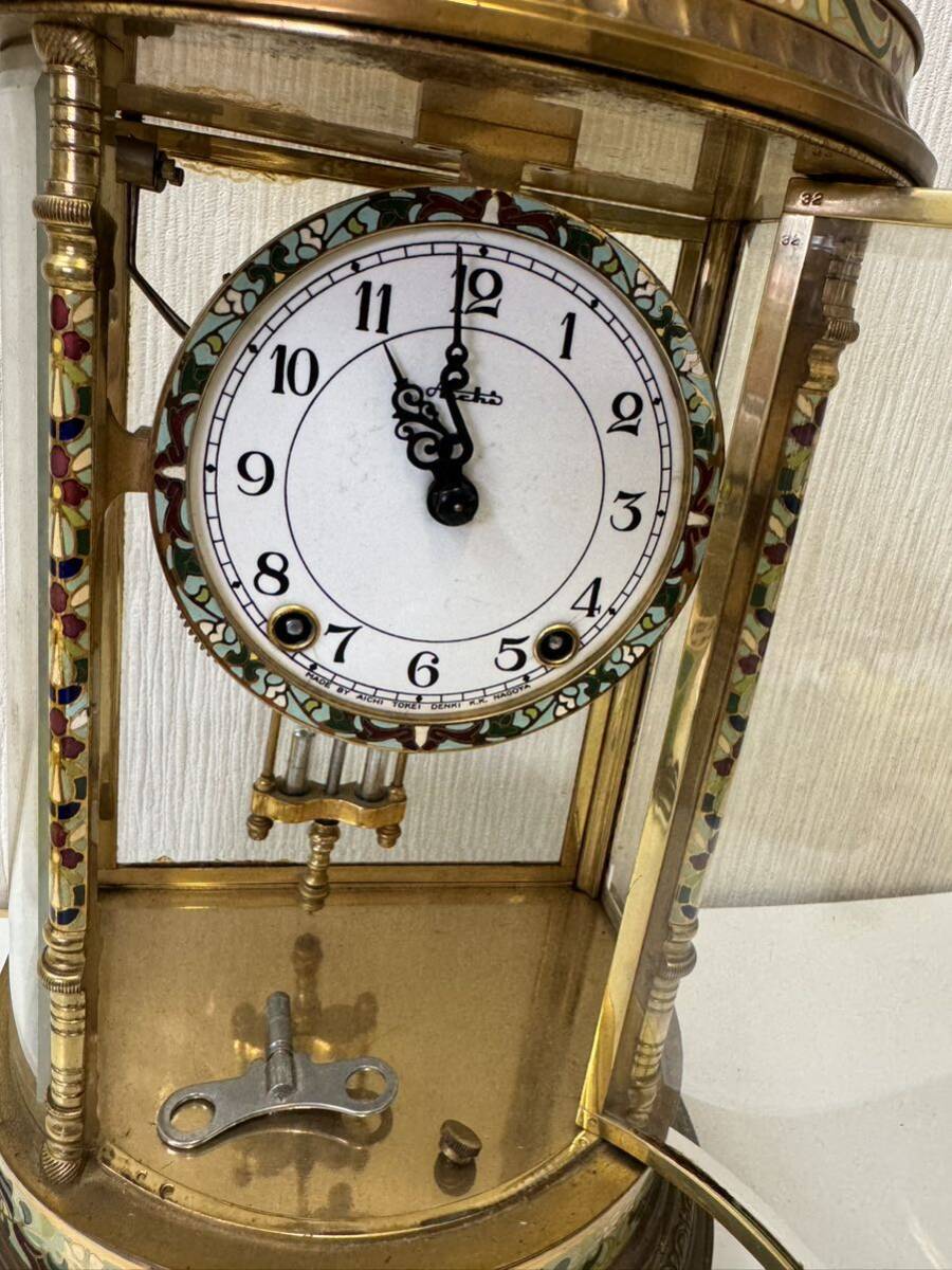 yu100* retro Aichi Aichi часы электро- машина 7 сокровищ настольные часы zen мой тип ... часы античный размер примерно высота 41 ширина 24 глубина 16cm латунь 