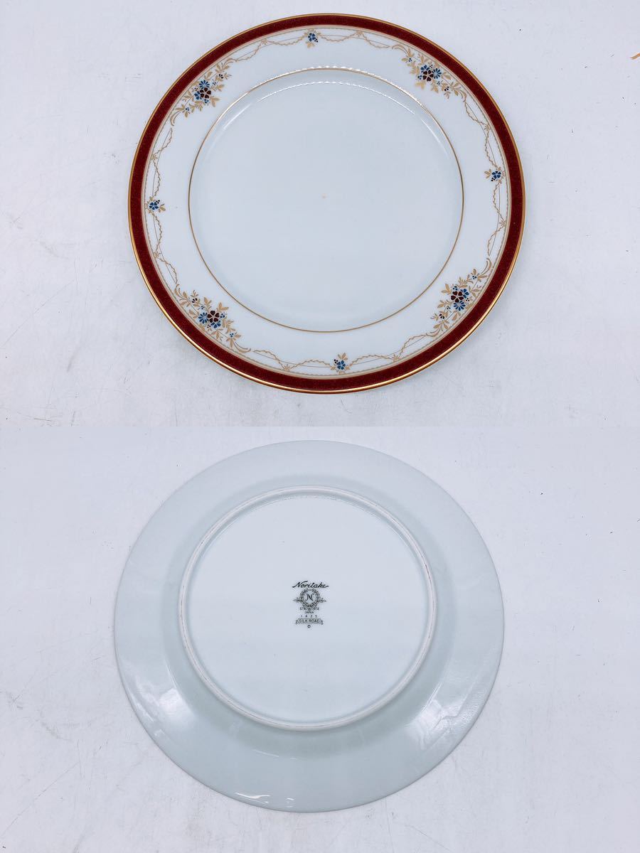 ノリタケ Noritake コーヒー&ソーサー 2個 ケーキ皿セット6個 セットSILK ROAD BONE CHINA 洋食器 金彩 花柄 食器 美品 中古品の画像2