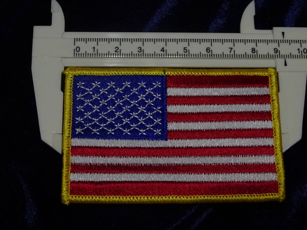 米軍納入工場製 米海軍海兵隊星条旗 スターアンドストライプス パッチ ゴールドエッジ ベルクロつき ワッペンの画像4