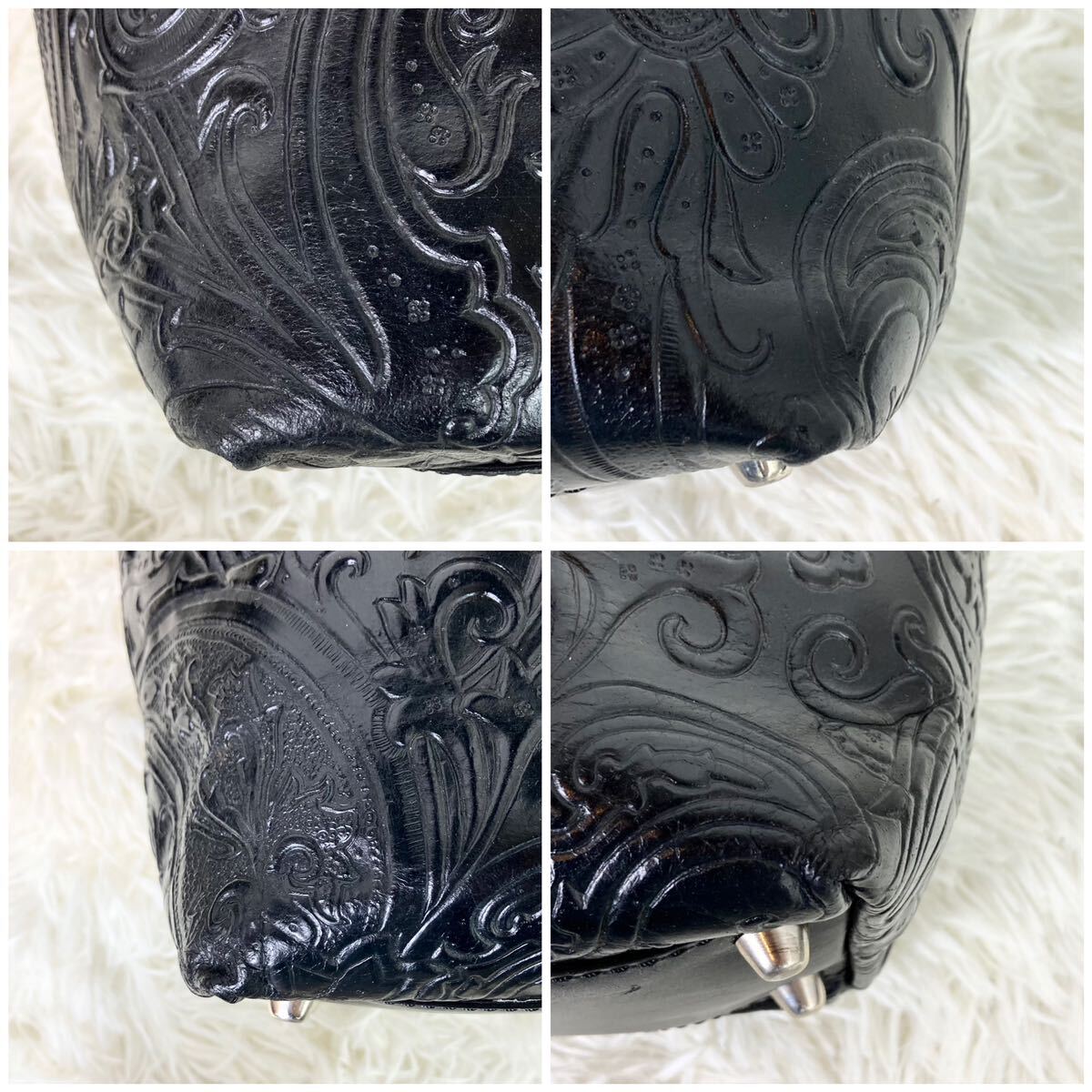 1 jpy [ ultimate beautiful goods hard-to-find ]ETRO Etro maru goto tote bag A4* black black business leather leather shoulder ..* total pattern men's peiz Lee 