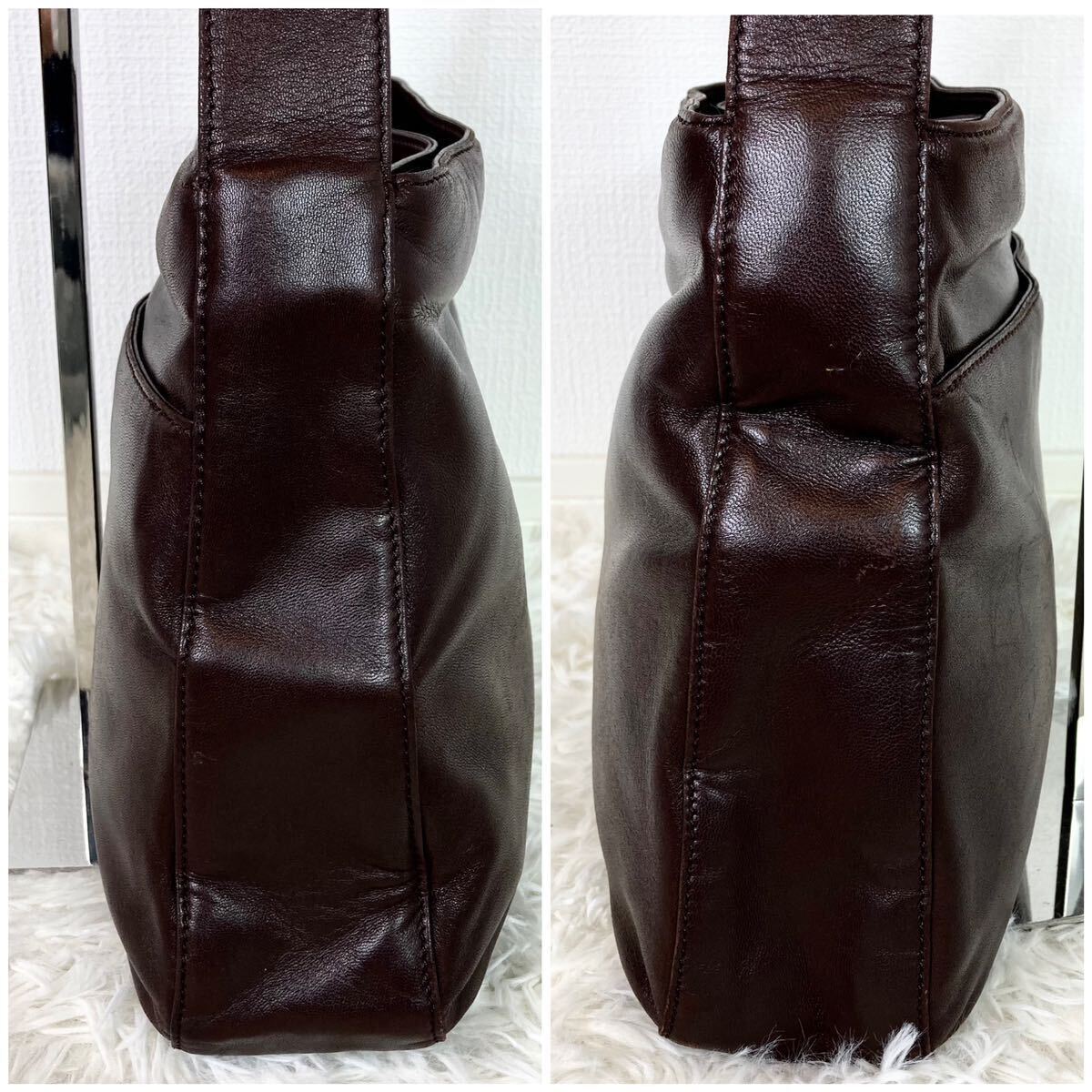 1 иен [ прекрасный товар трудно найти ] Loewe LOEWE сумка на плечо дыра грамм napa кожа мужской портфель большая вместимость плечо ..* чёрный натуральная кожа 