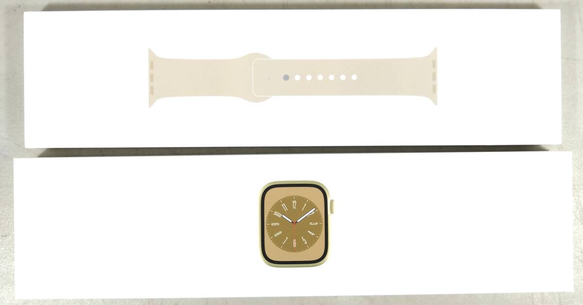 [ наружная коробка только вскрыть * новый товар * нераспечатанный ]Apple Watch SERIES8 41mm Gold/Starlight Band Celler модель MNJC3J/A Apple часы cell la- модель 