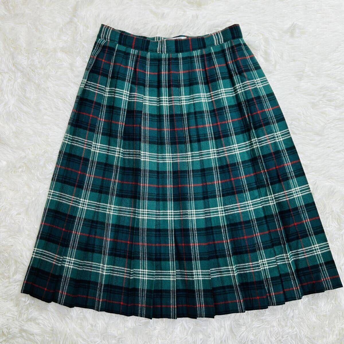 YT1456 コスプレ THE SCOTCH HOUSE ザスコッチハウス チェック柄 ウールブレンド プリーツスカート サイズ160A 制服 _画像1